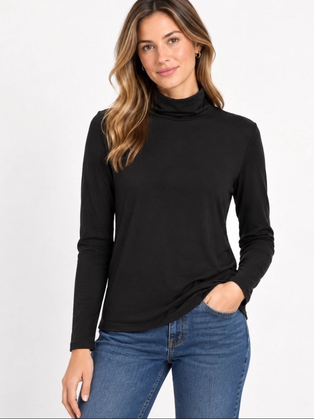 J.Crew Black 100% Cotton Turtleneck Long Sleeve Top Size S